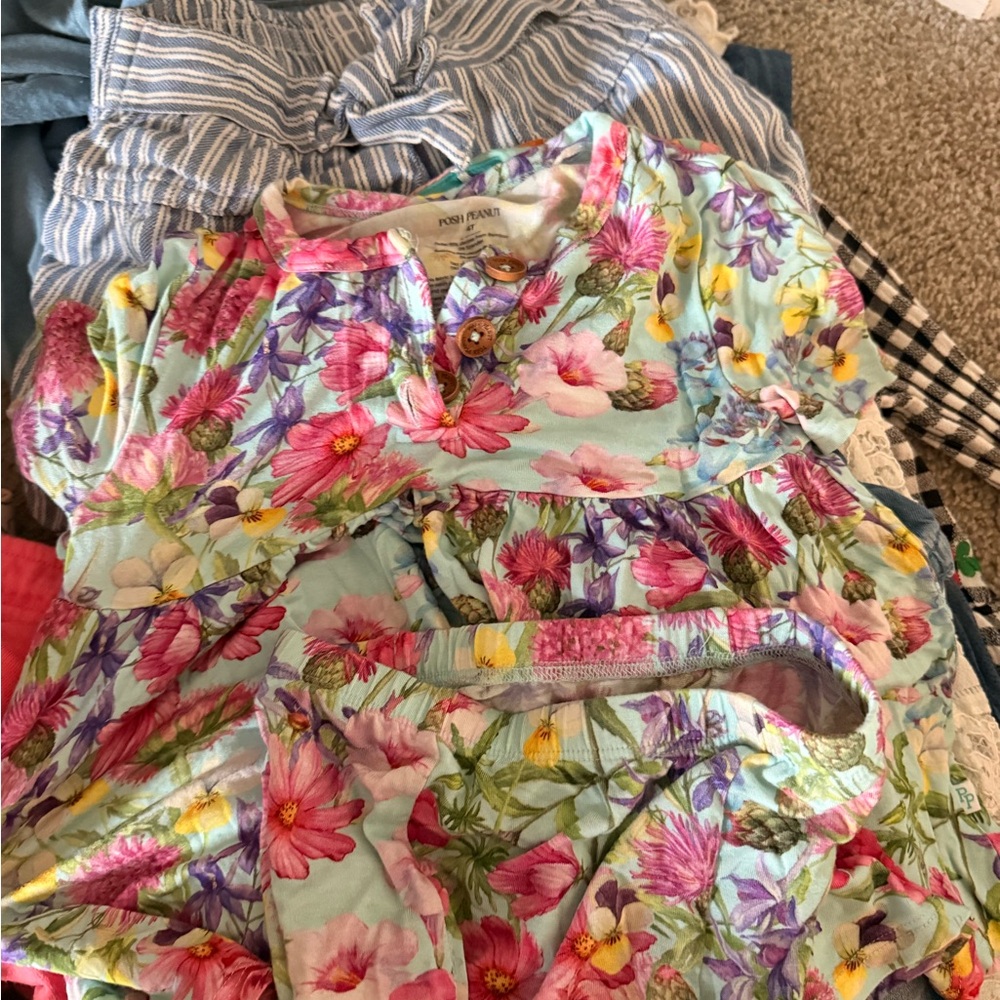 Posh Peanut Floral Kids Pajama Set - Pink, Purple, Yellow, Green